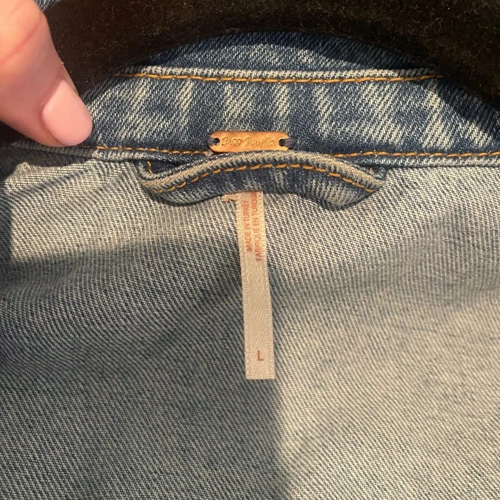 Free People L Studded Denim Trucker Jacket - Picture 8 of 8